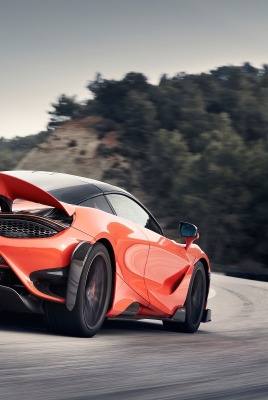 mclaren спорткар дорога поворот горы