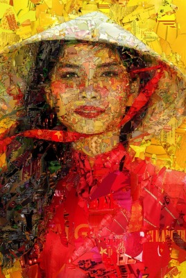девушка азиатка корея рисунок мозайка