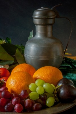 натюрморт тарелка фрукты овощи