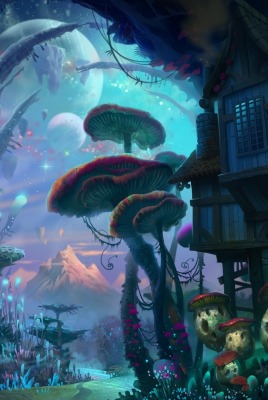 сказочный мир грибы дома фантастика фентези