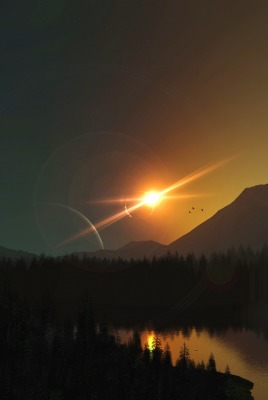 озеро звезда свечение горы фентази