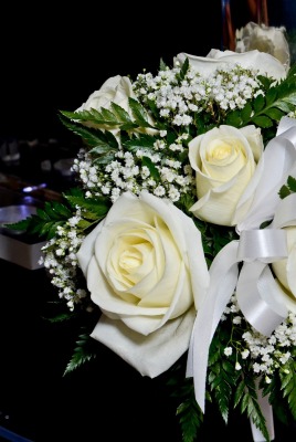 Белый розы на столе