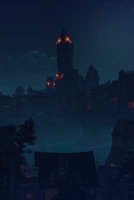 средневековье башня ночь луна