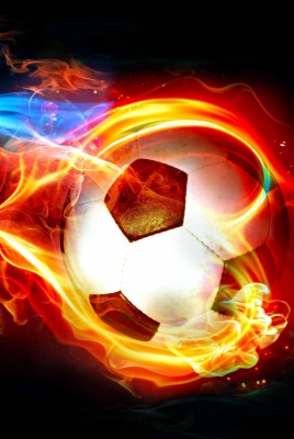 футбольный мяч пламя разноцветные линии
