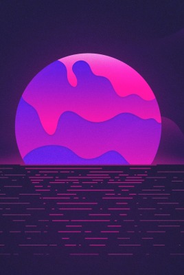 арт вектор закат фиолетовый солнце