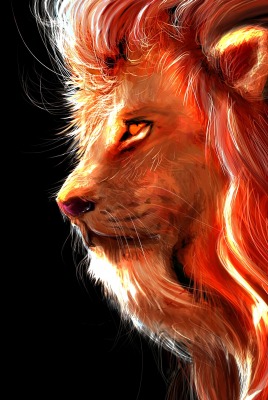 лев рисунок грива огненный