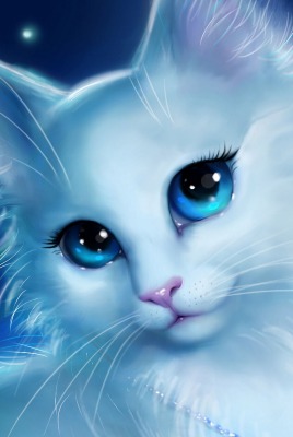кошка рисунок белая блеск