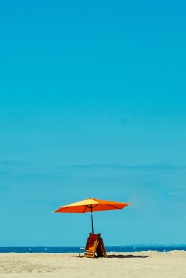 пляж зонты песок горизонт голубое небо ясное небо