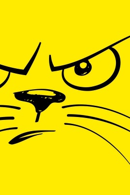 кот гримаса рисунок желтый фон