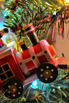 праздник поезд игрушка ель рождество новый год