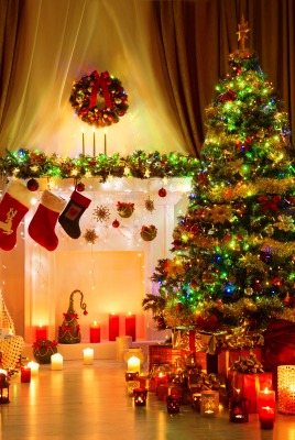 елка рождество камин tree Christmas fireplace