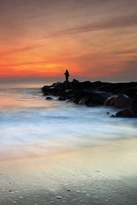 восход пляж побережье камни море природа