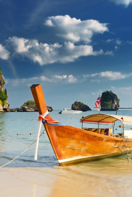 природа лодка море облака небо Таиланд