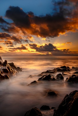 природа закат небо облака море скалы nature sunset the sky clouds sea rock