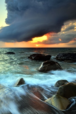 природа море горизонт камни облака небо nature sea horizon stones clouds the sky