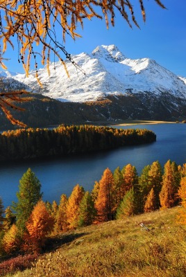 Осень горы река холм Autumn mountains river hill