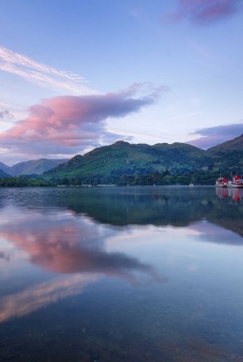 природа озеро горы облака небо nature the lake mountains clouds sky