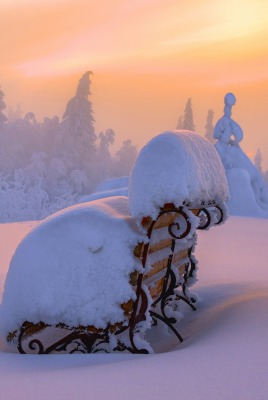 снег закат зима snow sunset winter