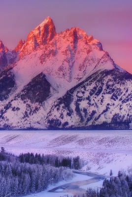 горы закат зима снег mountains sunset winter snow