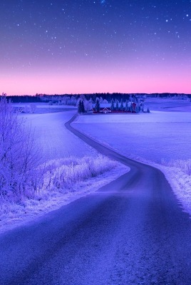 дорога зима вечер road winter evening