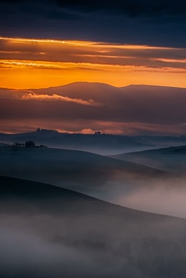 природа горизонт закат небо облака туман nature horizon sunset the sky clouds fog