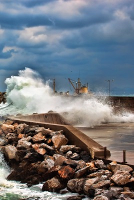 прибой волны камни волнорез surf wave stones the breakwater the breakwater