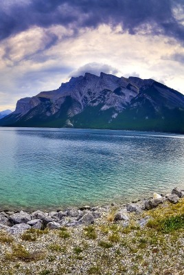 горы озеро берег mountains the lake shore