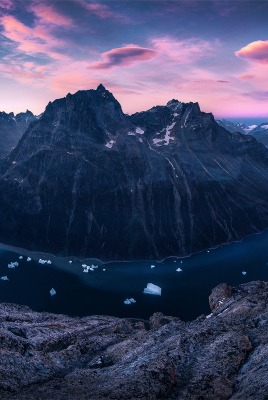 река горы вершины сумерки river mountains the top twilight