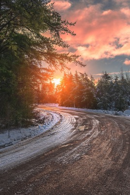 закат дорога поворот sunset road turn