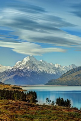 горы озеро осень mountains the lake autumn