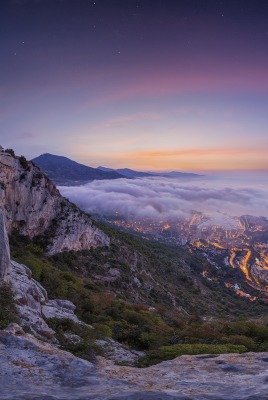 сумерки горы высота город twilight mountains height the city