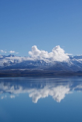 горы отражение синяя вода озеро