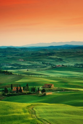 Тоскана Италия равнина закат