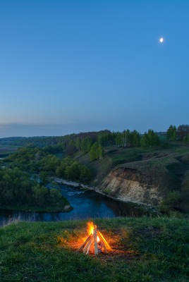 костер гора высота вечер сумерки