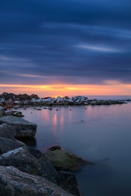 коса камни море сумерки