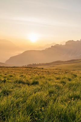 долина горы рассвет трава