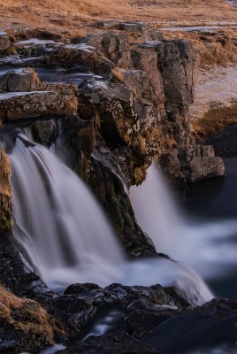 водопад скала речка