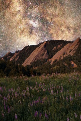 гора долина звезды ночь галактика млечный путь