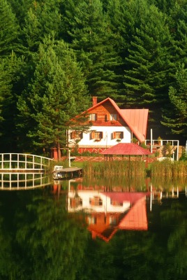 озеро дом природа лето лес