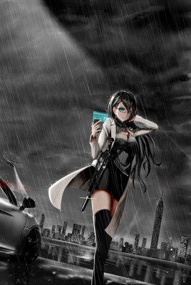 Девушка аниме дождь