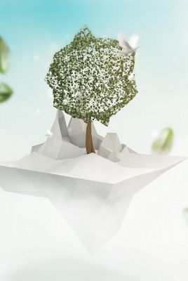 минимализм дерево листья островок