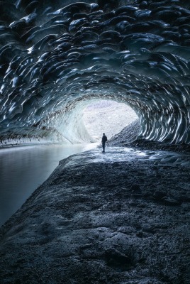 пещера ледник река силуэт
