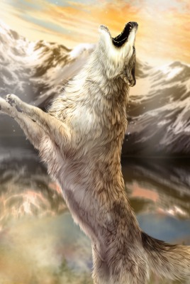 Волк воет горы вода