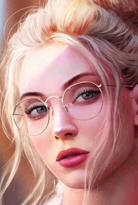 девушка рисунок очки блондинка