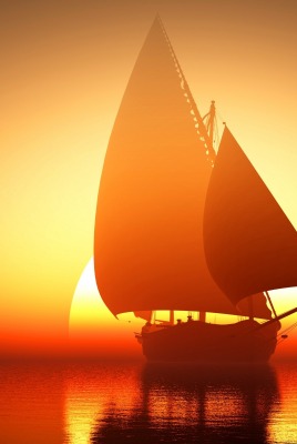 парус солнце корабль море