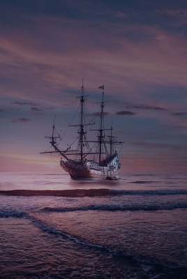 корабль море мрак темнота