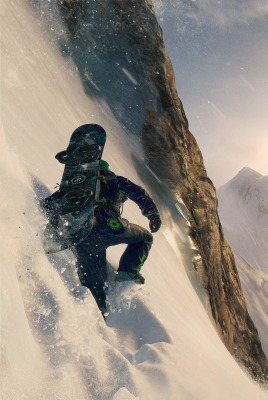 гора парашютист сноубордист