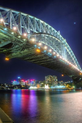 страны архитектура мост ночь река Sydney Harbour Bridge Сидней Австралия
