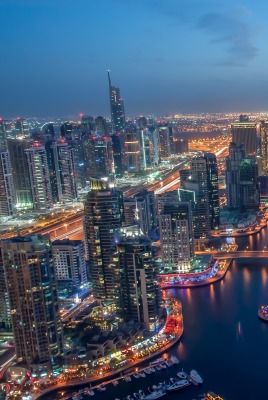 дубаи марина огни город высота Dubai Marina lights the city height