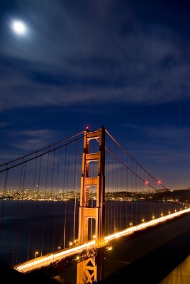 мост США ночь огни the bridge USA night lights